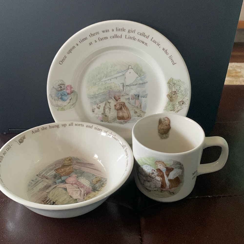 Vintage Wedgewood Mrs. Twiggy-Winkle children's 3 pc Nursery Set
